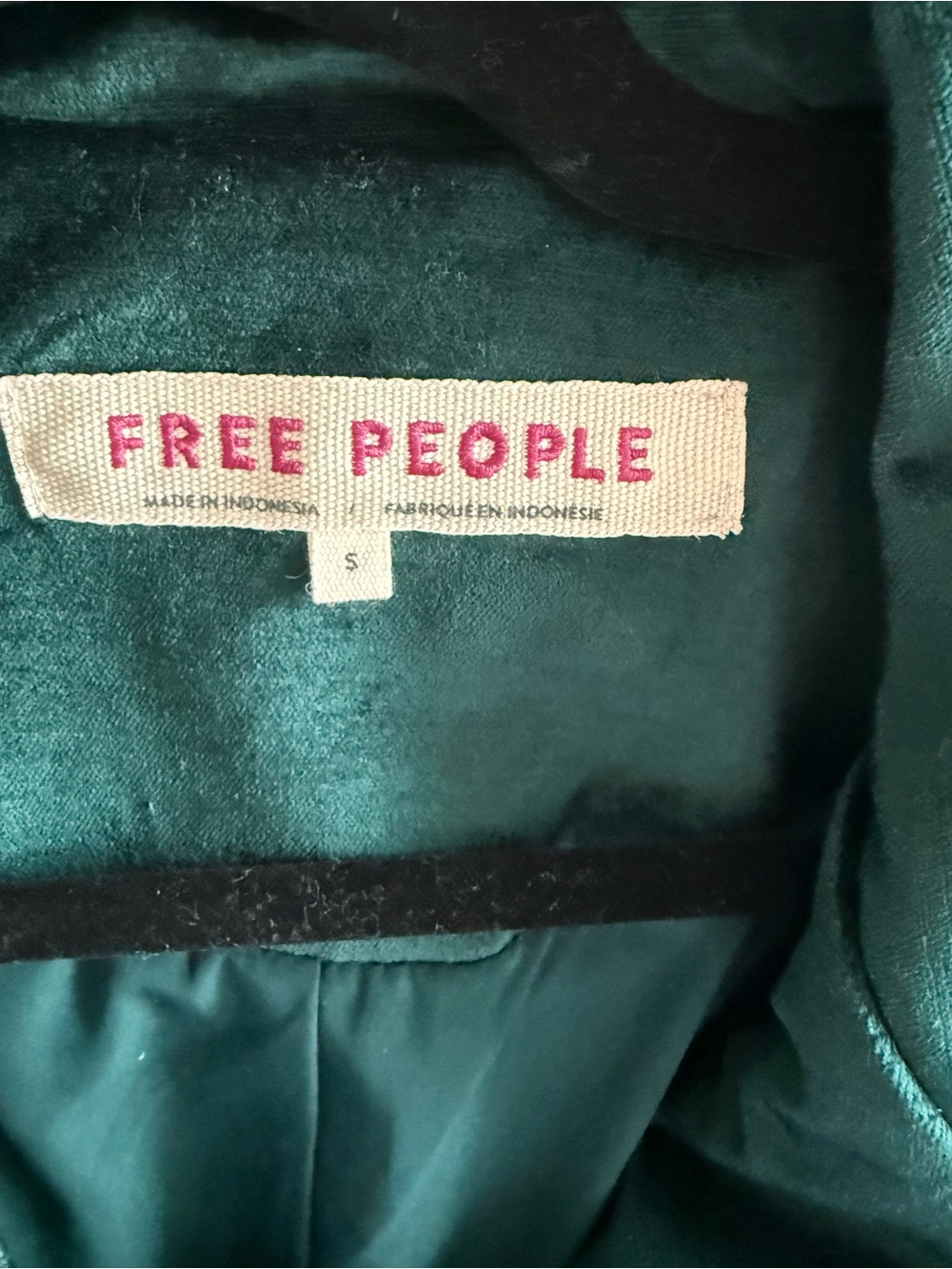 Free People Emerald Green Velvet Double-Breasted Blazer Jacket - Picture 2 of 3
